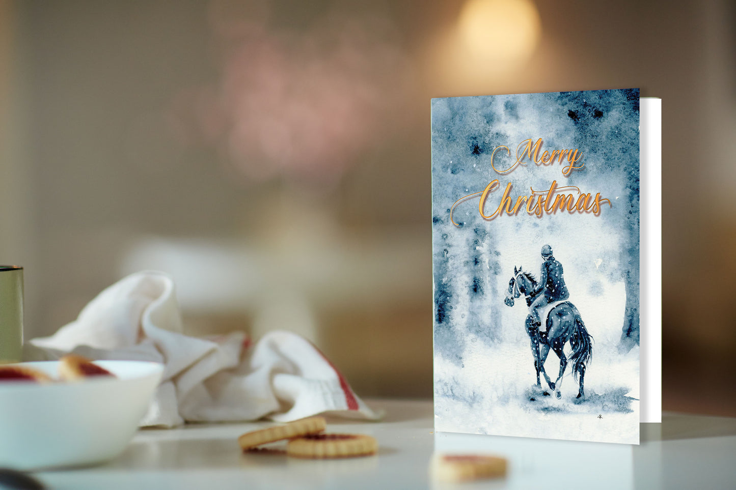 Christmas Cards - Merry Christmas - Snowy Ride - Painting One - Artist Renee Torbit